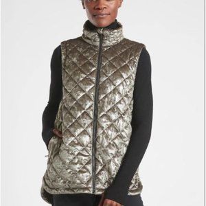 Athleta Whisper Featherless Quilted Metallic Vest Sz L